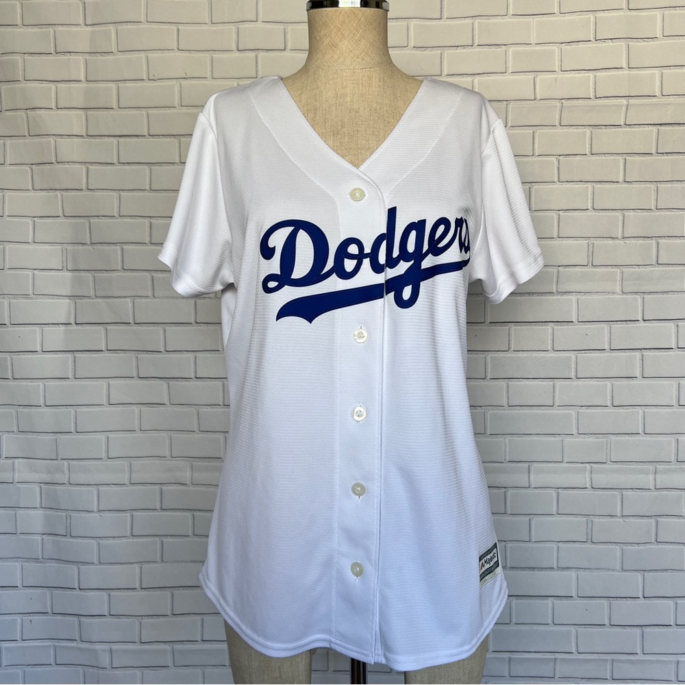 Majestic White MLB LA Dodgers Bellinger #35 Cool Base Stitched Jersey Size L